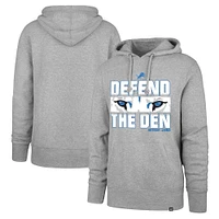 Men's '47 Gray Detroit Lions Regional Headline Pullover Hoodie