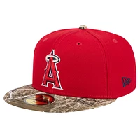 Men's New Era Red Los Angeles Angels Realtree Camo 59FIFTY Fitted Hat