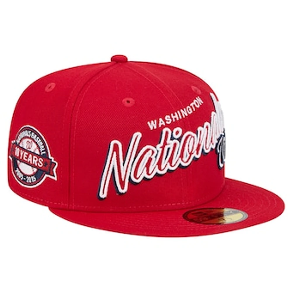 Men's New Era Red Washington Nationals Script Sided 59FIFTY Fitted Hat