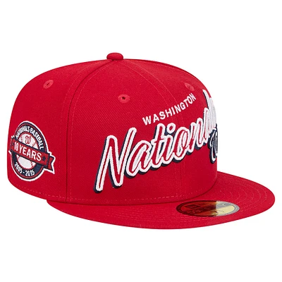 Men's New Era Red Washington Nationals Script Sided 59FIFTY Fitted Hat