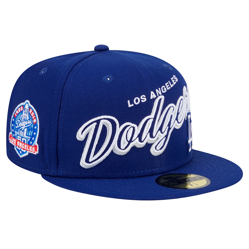 Men's New Era Royal Los Angeles Dodgers Script Sided 59FIFTY Fitted Hat