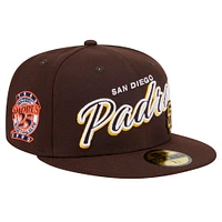 Men's New Era Brown San Diego Padres Script Sided 59FIFTY Fitted Hat