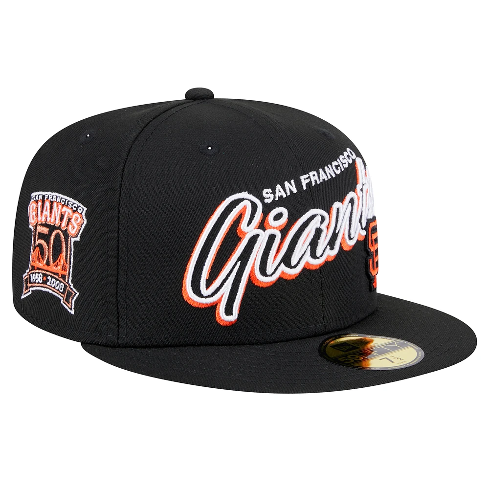 Men's New Era Black San Francisco Giants Script Sided 59FIFTY Fitted Hat