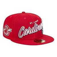 Men's New Era Red St. Louis Cardinals Script Sided 59FIFTY Fitted Hat