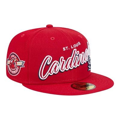 Men's New Era Red St. Louis Cardinals Script Sided 59FIFTY Fitted Hat