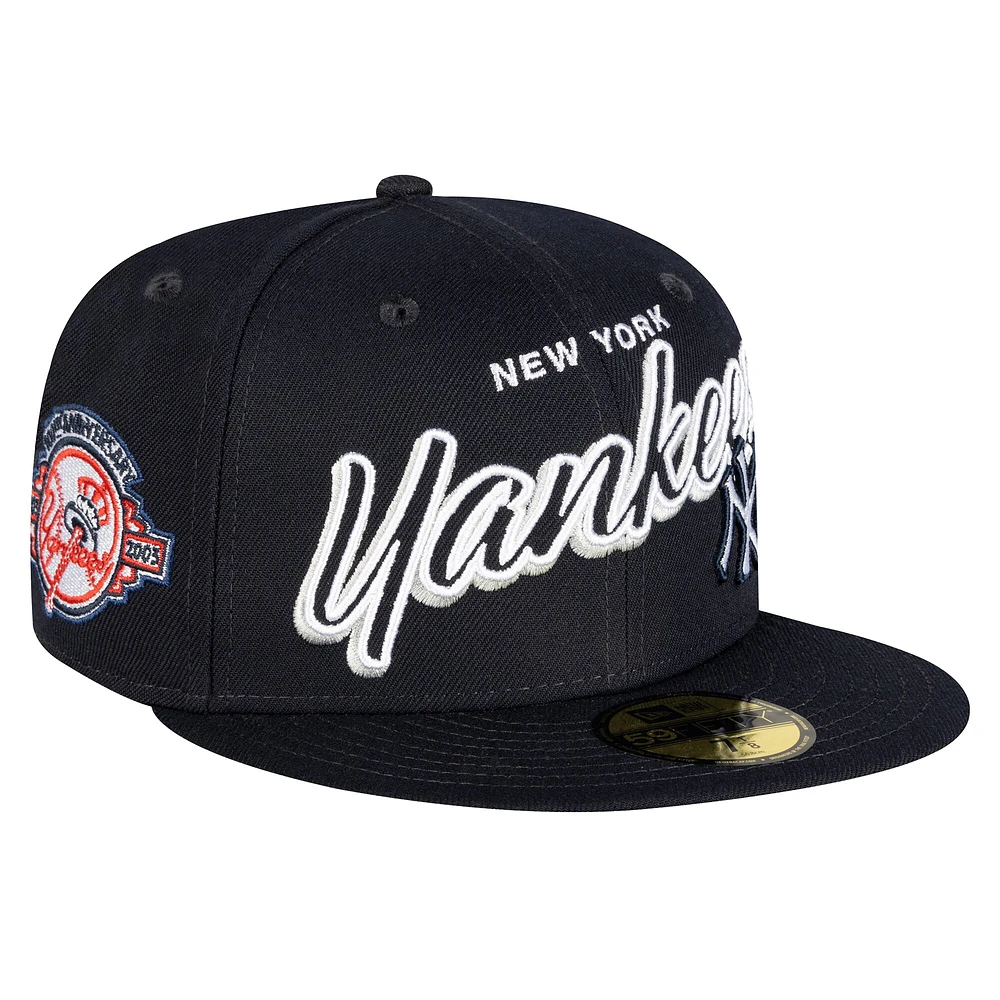 Men's New Era Navy York Yankees Script Sided 59FIFTY Fitted Hat