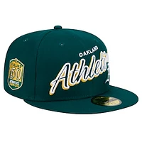 Men's New Era Green Oakland Athletics Script Sided 59FIFTY Fitted Hat