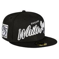 Men's New Era Black Chicago White Sox Script Sided 59FIFTY Fitted Hat