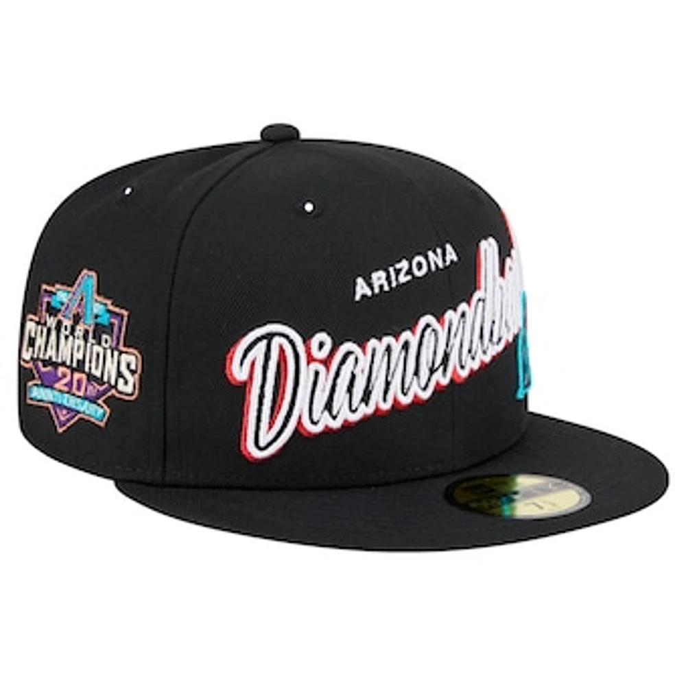 Men's New Era Black Arizona Diamondbacks Script Sided 59FIFTY Fitted Hat