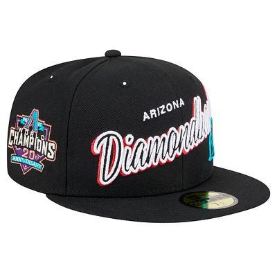 Men's New Era Black Arizona Diamondbacks Script Sided 59FIFTY Fitted Hat