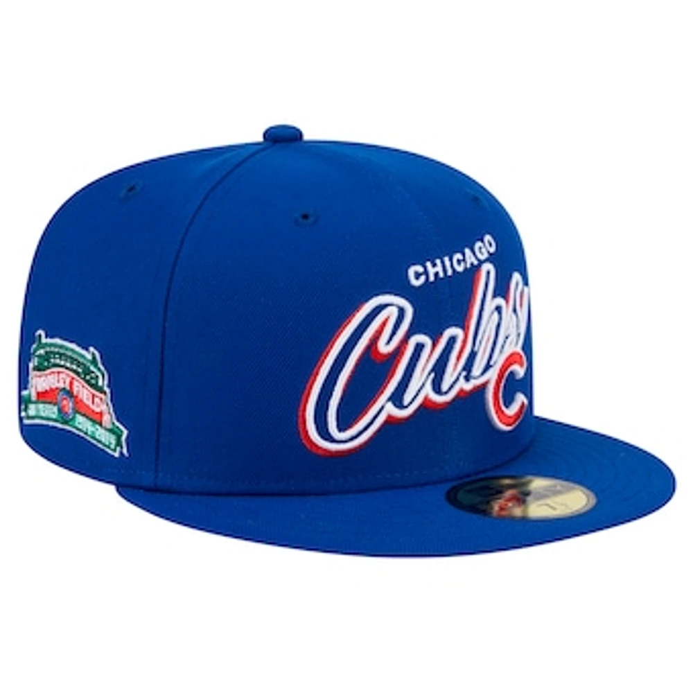 Men's New Era Royal Chicago Cubs Script Sided 59FIFTY Fitted Hat