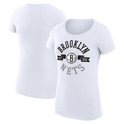 Women's G-III 4Her by Carl Banks Brooklyn Nets Large City Logo Fitted T-Shirt