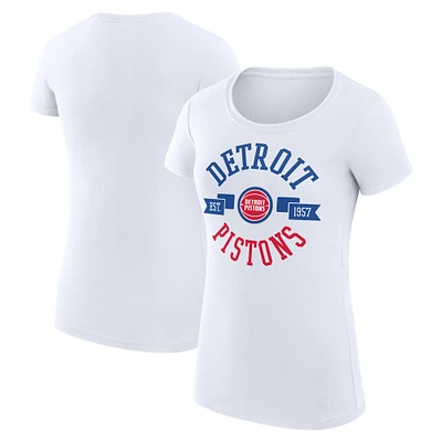 Women's G-III 4Her by Carl Banks White Detroit Pistons Large City Logo Fitted T-Shirt