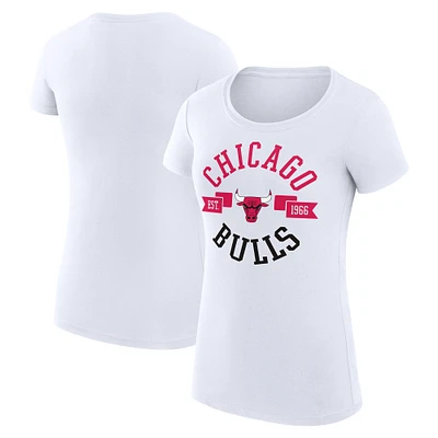 Women's G-III 4Her by Carl Banks White Chicago Bulls Large City Logo Fitted T-Shirt