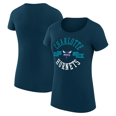 Women's G-III 4Her by Carl Banks Purple Charlotte Hornets Large City Logo Fitted T-Shirt