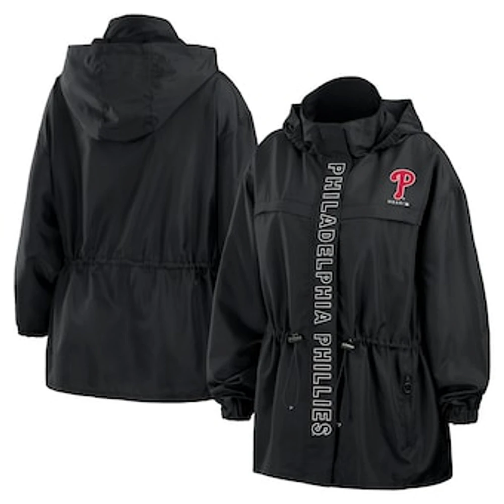 Women's WEAR by Erin Andrews Black Philadelphia Phillies Full-Zip Windbreaker Hoodie Jacket