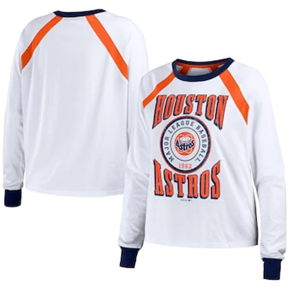 Women's WEAR by Erin Andrews White Houston Astros Raglan Long Sleeve T-Shirt