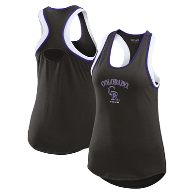 Women's WEAR by Erin Andrews Black Colorado Rockies Colorblock Racerback Tank Top