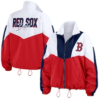 Women's WEAR by Erin Andrews White/Red Boston Red Sox Color Block Full-Zip Windbreaker Jacket