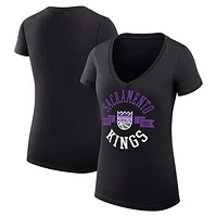 Women's G-III 4Her by Carl Banks Sacramento Kings Large City Logo Fitted V-Neck T-Shirt