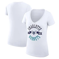 Women's G-III 4Her by Carl Banks Charlotte Hornets Large City Logo Fitted V-Neck T-Shirt