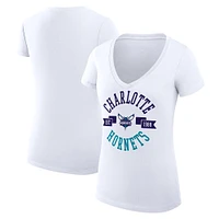 Women's G-III 4Her by Carl Banks Charlotte Hornets Large City Logo Fitted V-Neck T-Shirt
