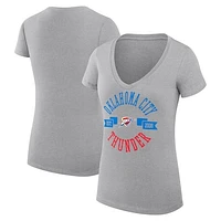 Women's G-III 4Her by Carl Banks Heather Gray Oklahoma City Thunder Large Logo Fitted V-Neck T-Shirt