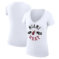 Women's G-III 4Her by Carl Banks Miami Heat Large City Logo Fitted V-Neck T-Shirt