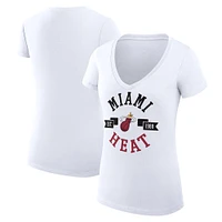 Women's G-III 4Her by Carl Banks Miami Heat Large City Logo Fitted V-Neck T-Shirt