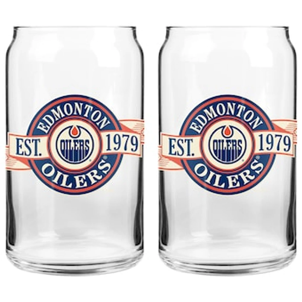 The Sports Vault Edmonton Oilers 16 oz. Two-Pack Can Glass Set