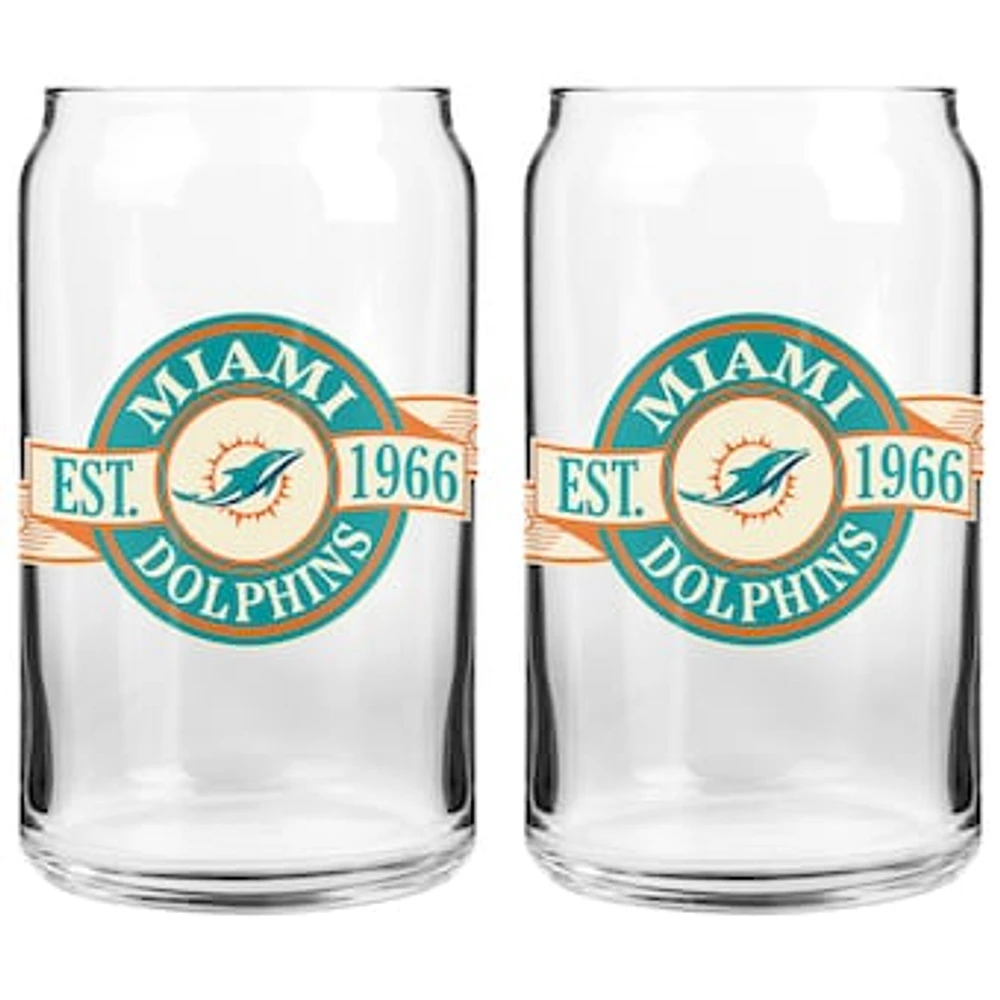 The Sports Vault Miami Dolphins 16 oz. Two-Pack Can Glass Set