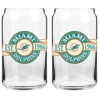 The Sports Vault Miami Dolphins 16 oz. Two-Pack Can Glass Set