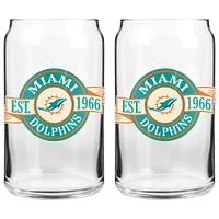 The Sports Vault Miami Dolphins 16 oz. Two-Pack Can Glass Set