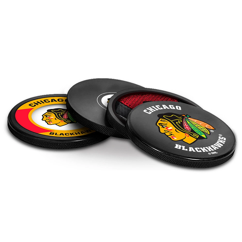 The Sports Vault Chicago Blackhawks Four-Piece Puck Coaster Set