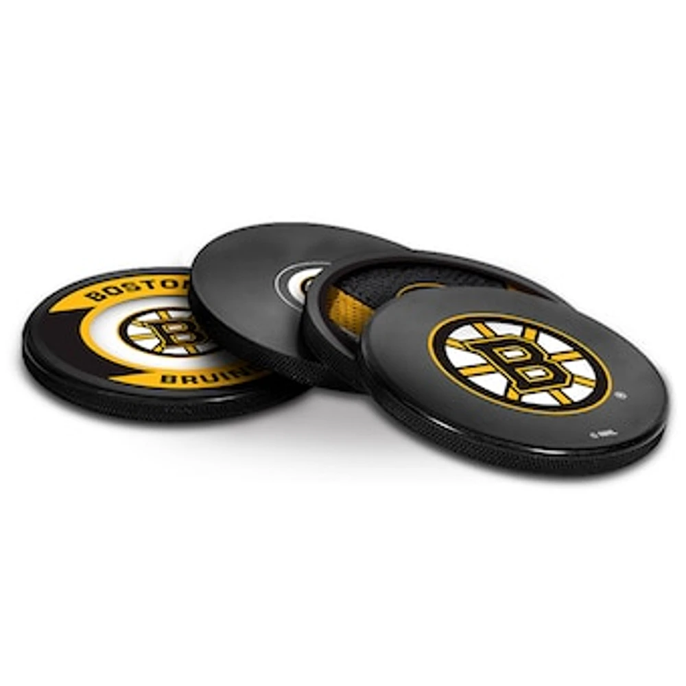 The Sports Vault Boston Bruins Four-Piece Puck Coaster Set