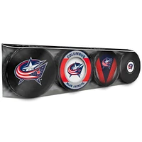 The Sports Vault Columbus Blue Jackets Four-Pack Souvenir Hockey Puck Collection