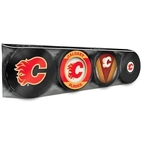 The Sports Vault Calgary Flames Four-Pack Souvenir Hockey Puck Collection