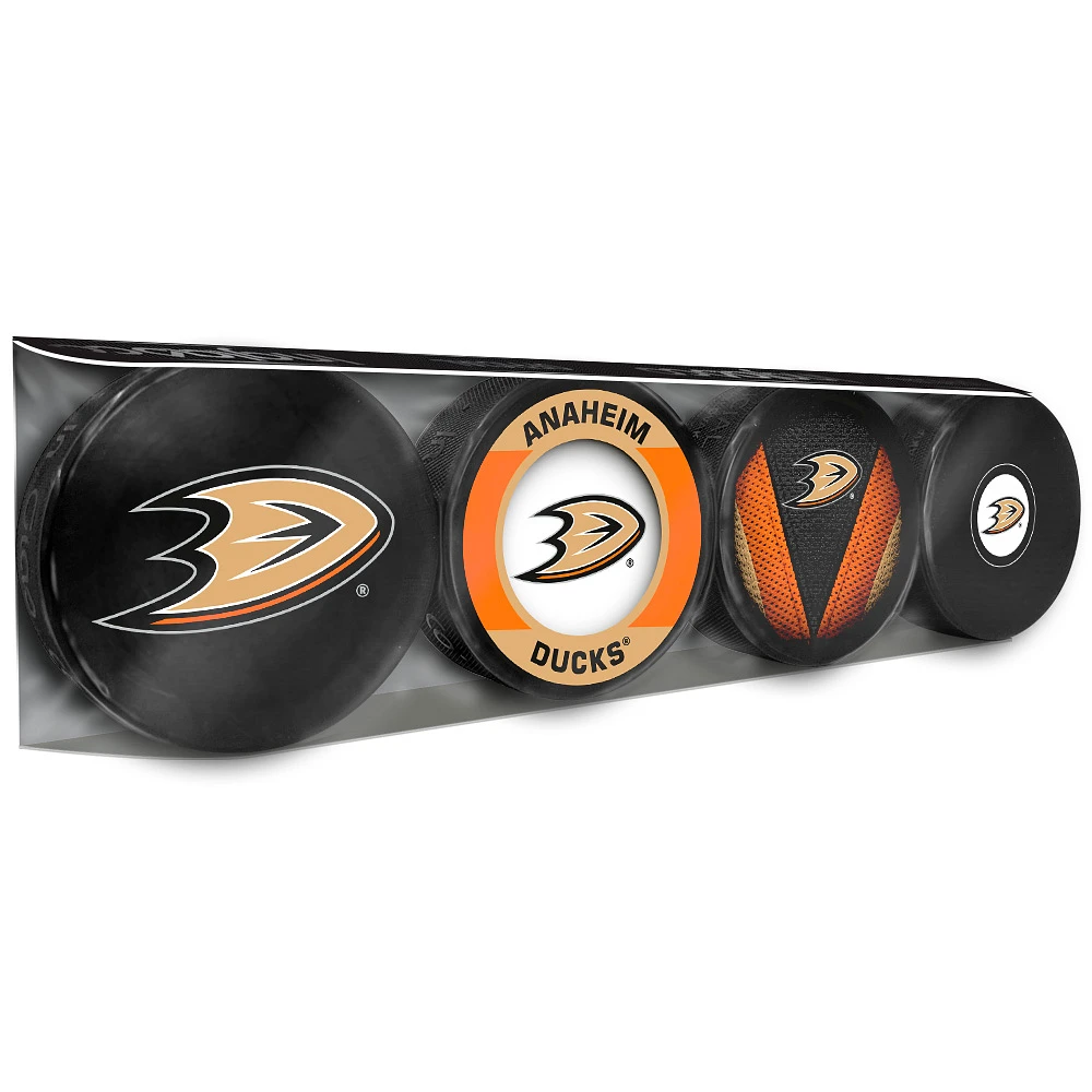 The Sports Vault Anaheim Ducks Four-Pack Souvenir Hockey Puck Collection