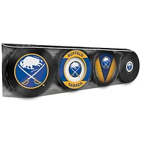 The Sports Vault Buffalo Sabres Four-Pack Souvenir Hockey Puck Collection