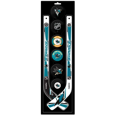 The Sports Vault San Jose Sharks Mini Hockey Stick & Foam Puck Eight-Piece Set