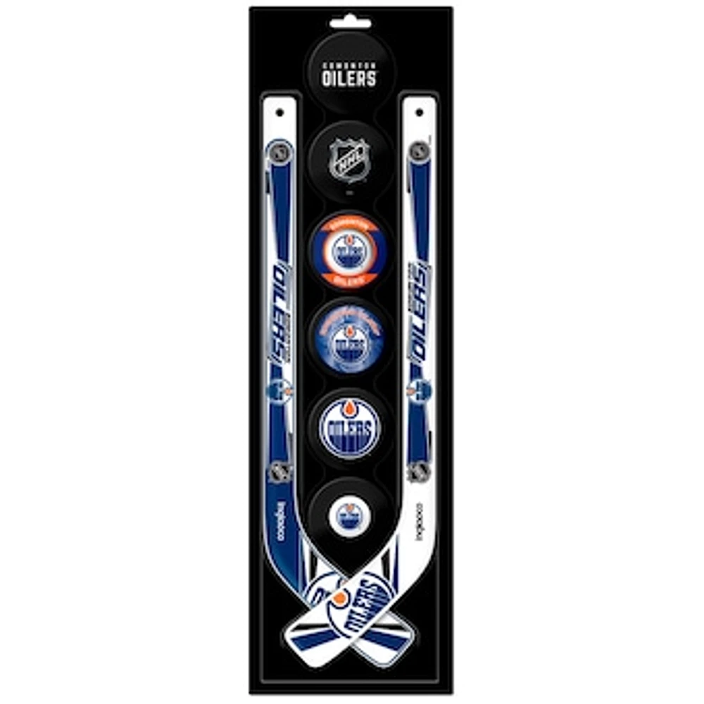 The Sports Vault Edmonton Oilers Mini Hockey Stick & Foam Puck Eight-Piece Set