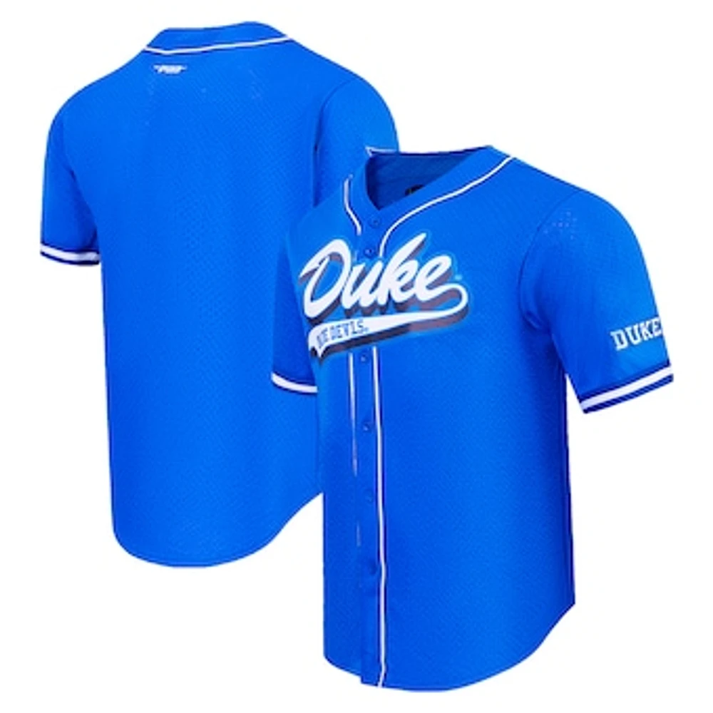 Men's Pro Standard Royal Duke Blue Devils Mesh Full-Button Replica Baseball Jersey