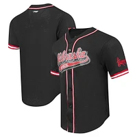 Men's Pro Standard Black Nebraska Huskers Mesh Full-Button Replica Baseball Jersey