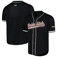 Men's Pro Standard Black Florida State Seminoles Mesh Full-Button Replica Baseball Jersey