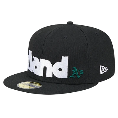 Men's New Era Black Oakland Athletics Checkered Undervisor 59FIFTY Fitted Hat