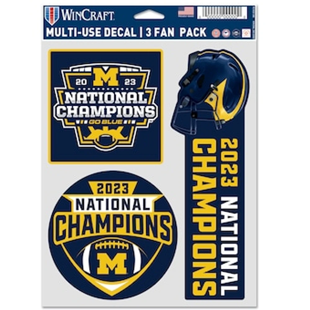 WinCraft  Michigan Wolverines College Football Playoff 2023 National Champions 5.5'' x 7.75'' Three-Pack Fan Decal Set