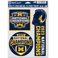 WinCraft  Michigan Wolverines College Football Playoff 2023 National Champions 5.5'' x 7.75'' Three-Pack Fan Decal Set