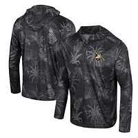 Men's Colosseum Black Army Black Knights Palms Printed Lightweight Quarter-Zip Hooded Top