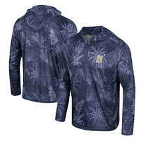 Men's Colosseum Navy Midshipmen Palms Printed Lightweight Quarter-Zip Hooded Top