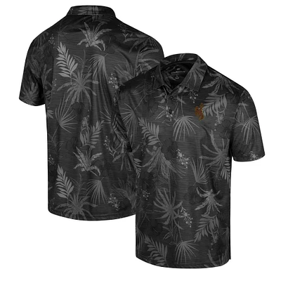 Men's Colosseum Black Wyoming Cowboys Palms Team Polo